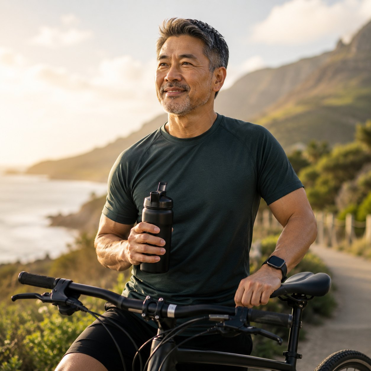 Man cycling outdoors